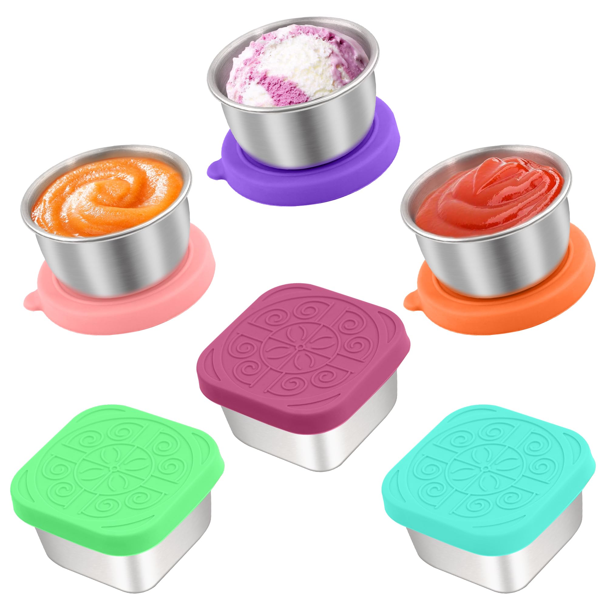 Photo 1 of Qukaka 6 PCS Salad Dressing Container to Go,Handy Leakproof Stainless Steel Meal Prep Containers Reusable,Sauce Containers for Lunch Box, Picnics, Travel, Office and Kitchen Storage-1.6oz+2.7oz