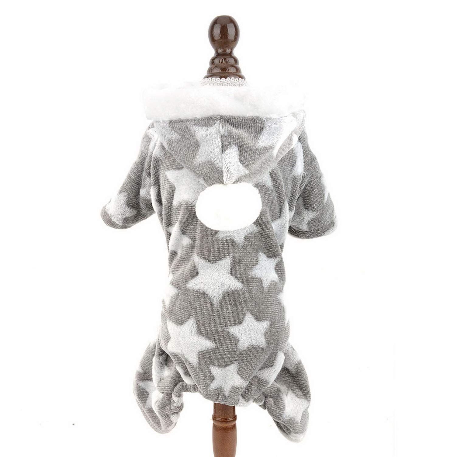 SMALLLEE_LUCKY_STORE Super Soft Pet Fleece Hoodie Pajamas Pjs for Small Dogs Cats Stars Pullover Jumper Boy Girl Warm Winter Jumpsuit Coat Puppy Clothes Chihuahua Yorkie,Grey M