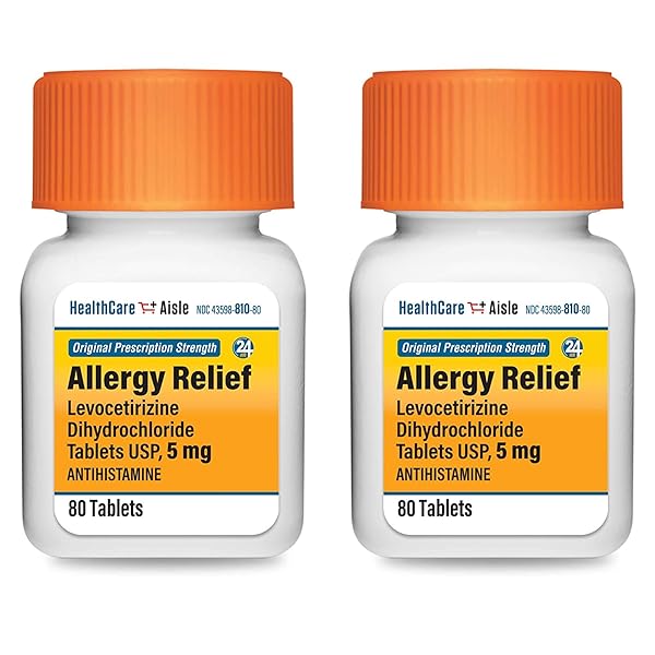 HEALTHCAREAISLE ALLERGY RELIEF – LEVOCETIRIZINE DIHYDROCHLORIDE TABLETS USP, 5 MG, 160 TABLETS, ORIGINAL PRESCRIPTION STRENGTH ALLERGY MEDICATION, 24-HOUR RELIEF, 80 COUNT (PACK OF 2)