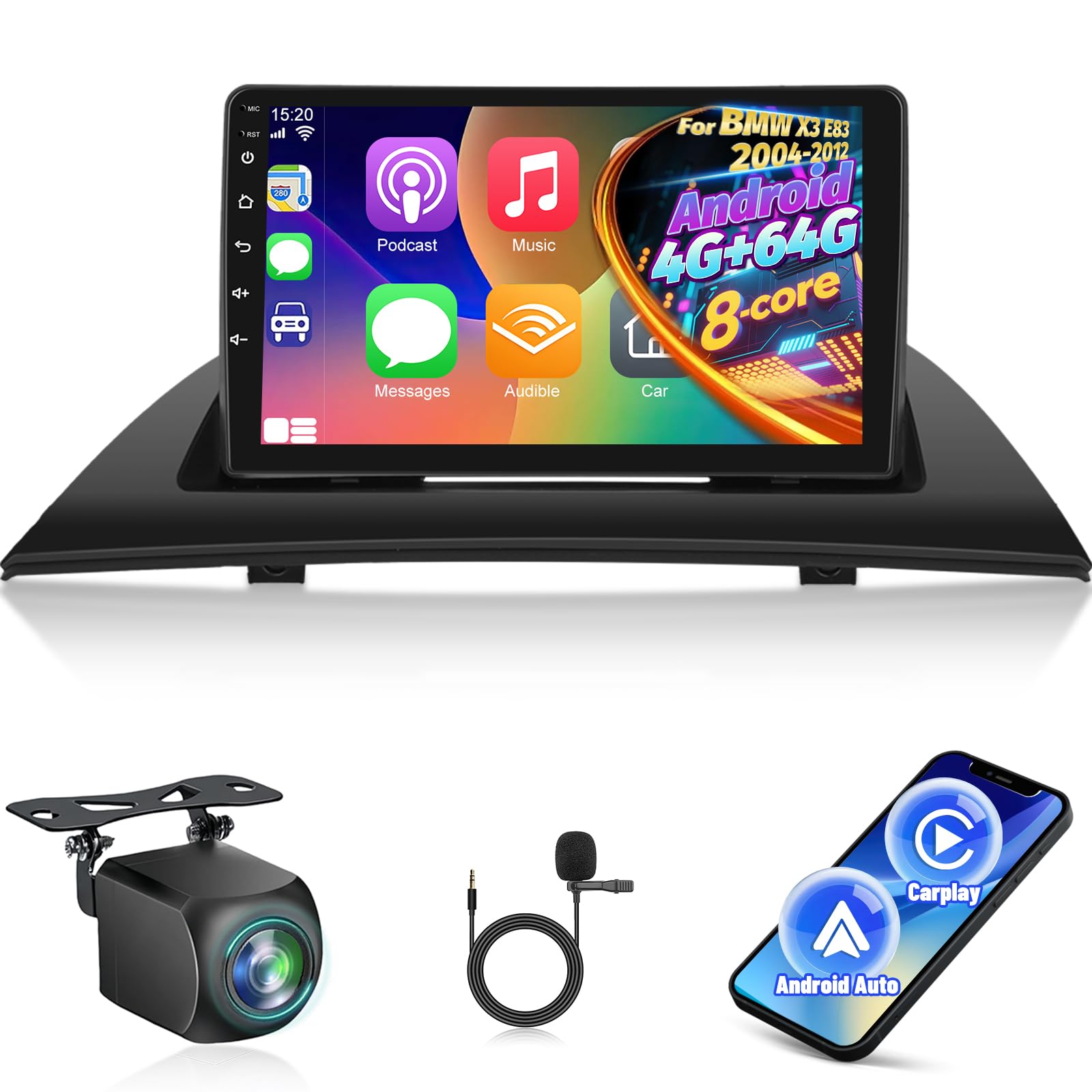 Photo 1 of [4+64] Qualcomm 8 Core Car Radio for BMW X3 E83 2004-2012, Volxcereo 9 inch Android Touchscreen Stereo with Carplay/Android Auto, GPS Navigation, WiFi, Bluetooth 5.0, SWC, Custom UI Design