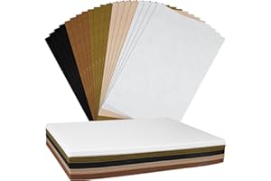 NEBURORA 2mm Thick Felt Sheets for Crafts 20 Pcs Stiff Felt for Crafts, White Brown Felt Fabric Sheets, Thick Hard Felt Pack 