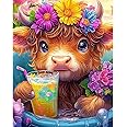 Highland Cow Paint by Number for Adults, Adult Painting by Number Kits on Canvas, Acrylic Digital Oil Number Painting Kits for Beginners,Simple Color by Numbers Kits for Home Decoration 16X20 Inch