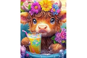 UUXSRETAIO Highland Cow Paint by Number for Adults, Adult Painting by Number Kits on Canvas, Acrylic Digital Oil Number Painting Kits for Beginners,Simple Color by Numbers Kits for Home Decoration 16X20 Inch