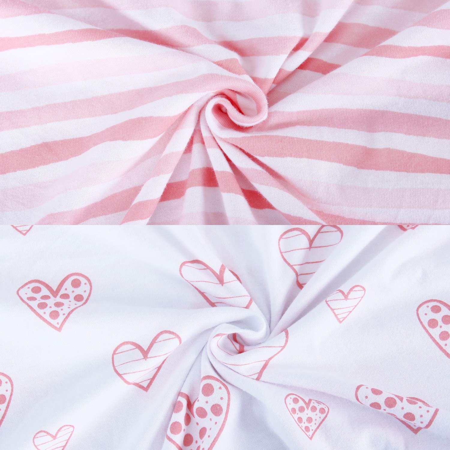 Bassinet Sheets Compatible with AirClub, GoFirst and MiClassic Bassinet Bedside Sleeper, 2 Pack, 100% Jersey Knit Cotton Fitted Sheets, Pink Stripes and Hearts Print for Baby Girls