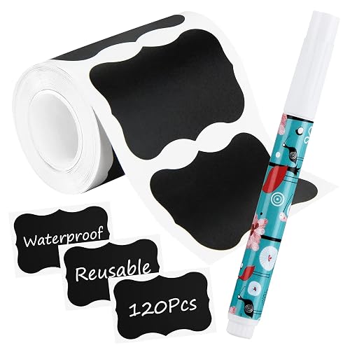Chalkboard Labels, Waterproof Blackboard Reusable Sticker Label with 1 ...