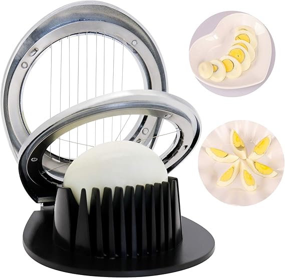 Egg Slicer, Egg Slicer for Hard Boiled Eggs 2 in 1 Oval