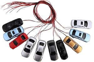 10 Pcs HO Scale Model Car Train with LED Lights 1:87 1:100 Illuminated Vehicles 45x16x11mm Complete with Wires and Bulbs 6V f