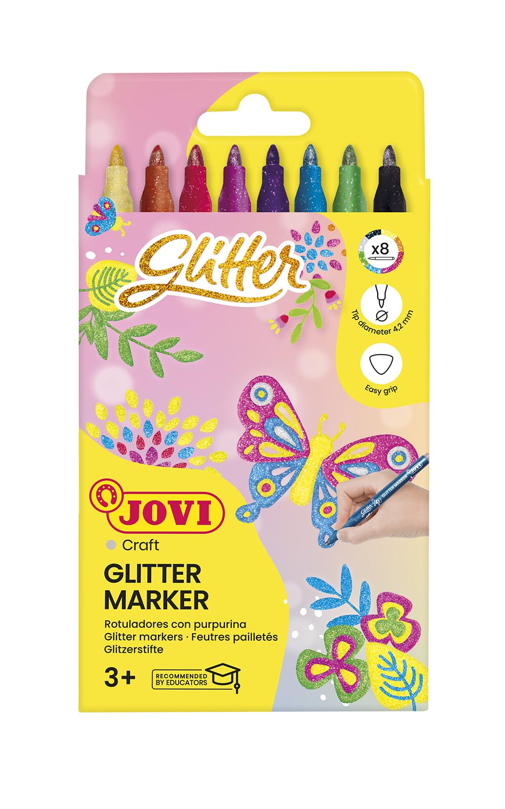 Jovi Glitter Glitter Pencil Case, Pack of 8, Multi-Colour (1608G)