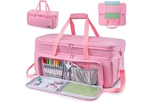 AMOIGEE Double-Layer Carrying Case Compatible with Cricut Maker 4, Explore 4, Maker 3, Explore Air, Silhouette Cameo – Sturdy Storage Bag with Pockets for Cricut Accessories, Vinyl, Tools & Supplies