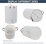 DOKEHOM 20-Inch Freestanding Laundry Basket with Lid Blue Stripe Large view 6