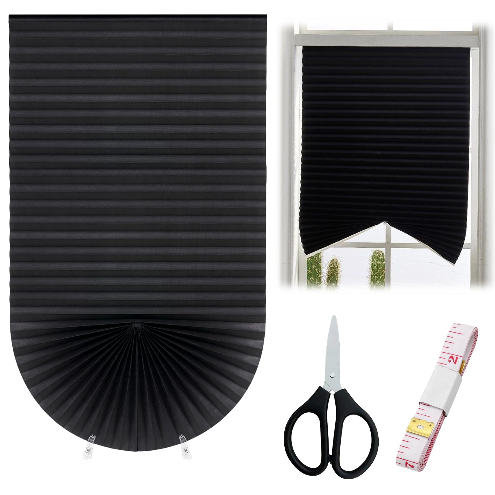 Temporary Blackout Blinds, VEGCOO 180 * 90cm Stick on Curtains Blackout Blinds with 2 Clips, No Drill Blinds Blackout Curtains for Bedroom Kitchen Bathroom Windows Nursery Loft Travel RV Car (1 Pc)