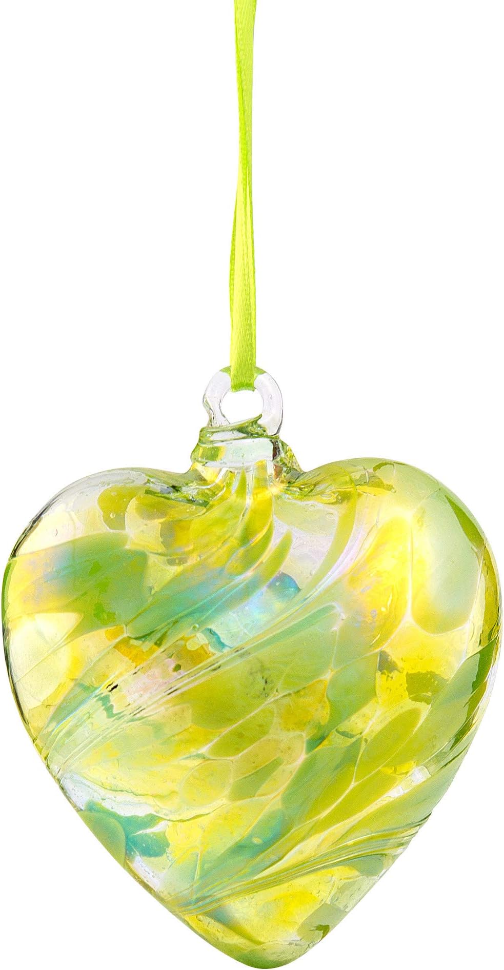 Friendship Birthstone HEART - Handmade Hanging Glass Birth Gem HEART - MAY Birthday - EMERALD Shades - 8cm