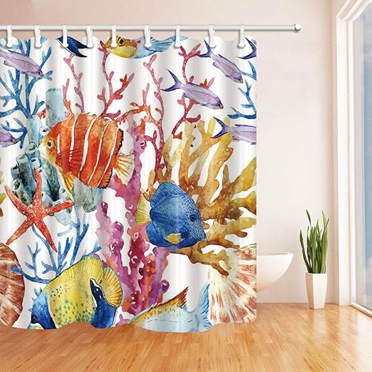 N/ Farbige Korallen und Tropische Fische Duschvorhang Badezimmer Dekor