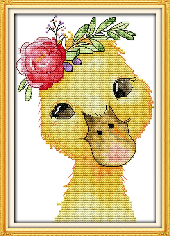 OWN4B Cross Stitch Kits Pre Printed, Beautiful Little Yellow Duck Stamped Pattern 11CT 8.3x10.6 inch DIY Embroidery Kit (Duck)