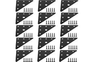 SYBDXJ 15 Pcs Triangle Flat Metal Brackets, Flat Straight Brace Brackets, Mending Plates Mounting Plates, Corner Brace Bracket Support Fixing Joining Plate for Furniture Wood, with Screws, 2.76x2.76"