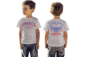 IZYJOY Free Bird America Shirt Toddler Baby Boy Girl 4th of July Patriotic T-Shirt Kids Retro Independence Day Tee Tops