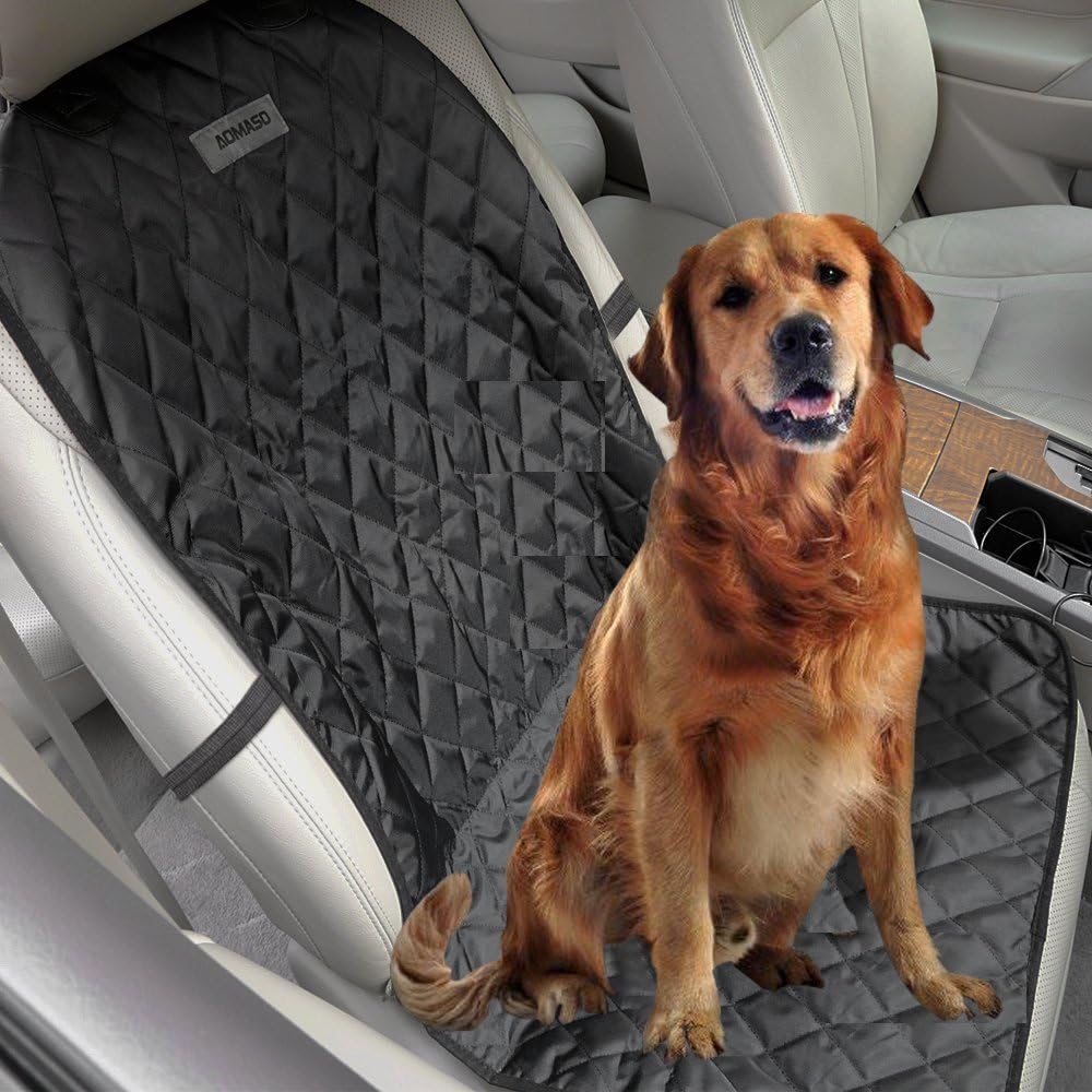Aomaso Pet Car Bucket Seat Cover, Hammock Nonslip for Cars and SUV Fits Bucket Seat with Anchors and Belt Opening -Black