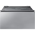 SAMSUNG 27-Inch Bespoke Front Load Washer Dryer Pedestal Stand w/ Pull Out Laundry Storage Drawer, WE502NT, Silver Steel