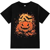 Boys Girls Halloween Shirts Spooky Pumpkin Graphic T-Shirt Kids Short Sleeve Halloween Outfits Tee Tops