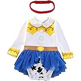 Princess Dresses Baby Girls Costume for Infant Romper Onesie Babysuit Birthday Christmas Halloween with Headband 0-18Months