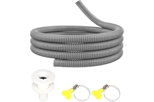 Gopayia 1-1/8 Inch Bilge Pump Hose 6FT Bilge Plumbing Kit Hose Clamps Through Hull Fitting with Check Valve for Boat Marine, Grey