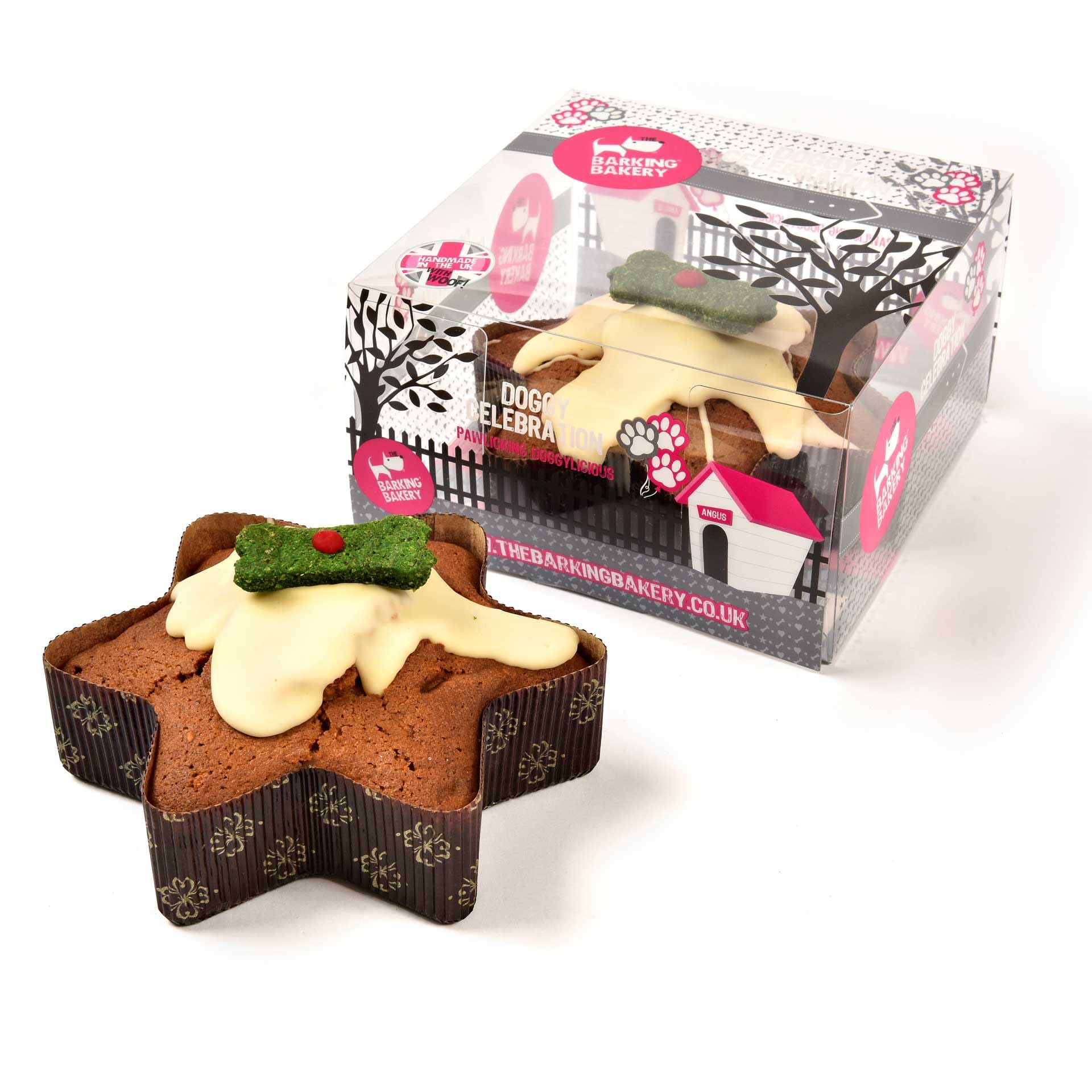 The Barking Bakery - Dog Christmas Pudding Star Cake. Vanilla Sponge Drizzled with Vanilla Yoghurt Frosting. Pawfect Christmas Dog Presents, Advent Calendars & Stocking Fillers 154g โ image 1