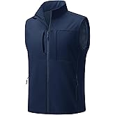 TACVASEN Men's Windproof Lightweight Vest Waterproof with Pockets Softshell Sleeveless Fleece Jacket for Hiking Golf