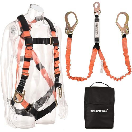 3D-Rings Industrial Fall Protection Safety Harness Kit With Double Leg ...