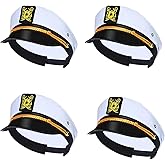 dodowin Captain Sailor Hats for Women Men, Adjustable Boat Yacht Rock Costumes for Hugh Hefner Playboy Party 1/4/5/6 Pack