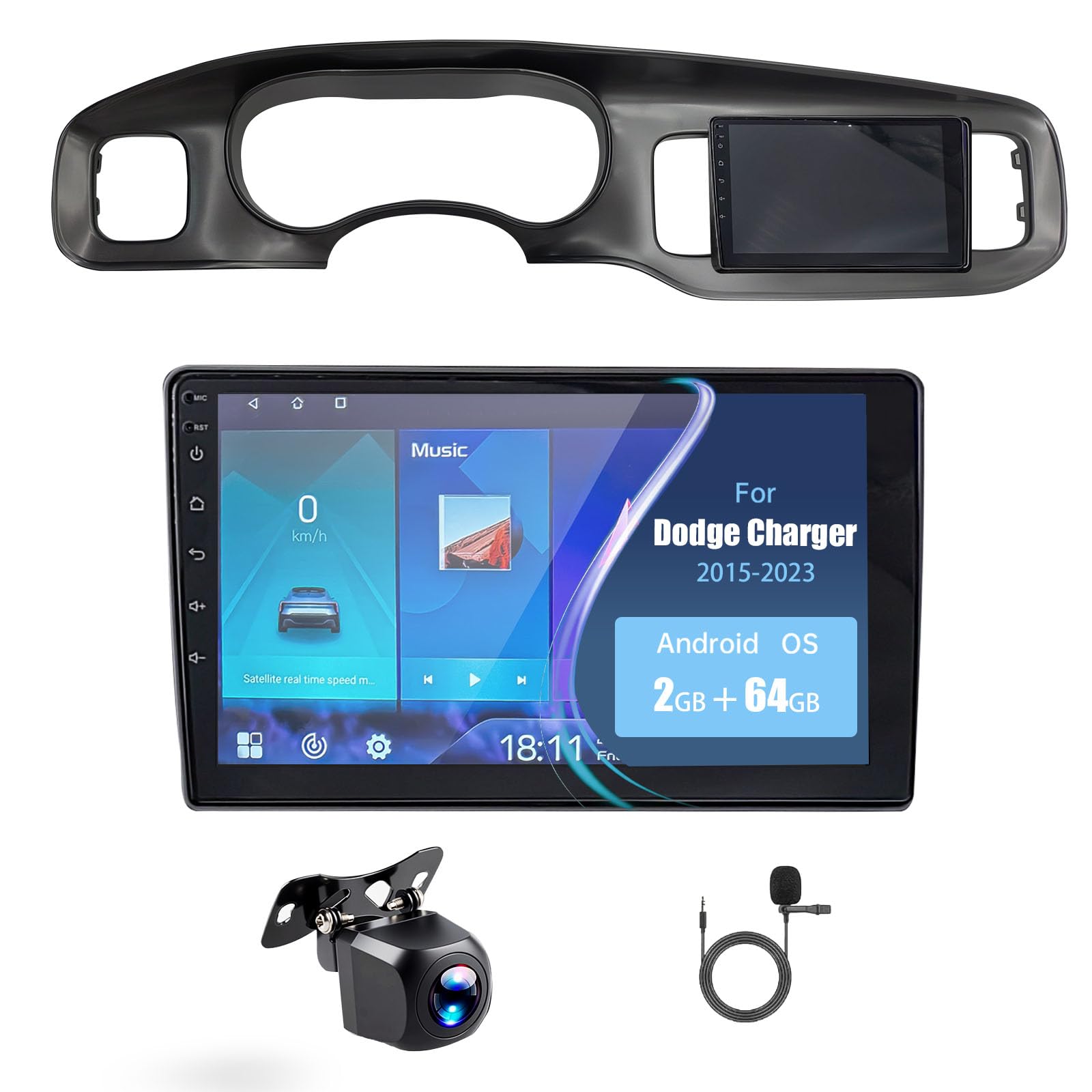 Photo 1 of 2+64G Car Radio for Dodge Charger 9 inch Touch Screen 2015-2023 Stereo,Wireless Carplay/Andriod Auto/Bluetooth/WiFi//EQ Audio/AM/FM/Navigation/AHD Camera