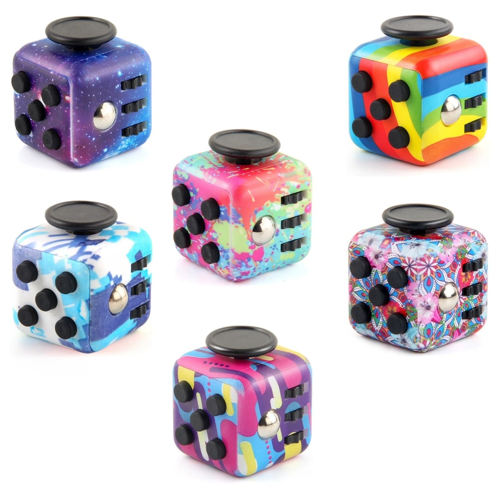 Photo 1 of  Fidget Cube & Infinity Cube Toys for Adults & Kids, Multi-Sided Sensory Anxiety Relief Toys for ADD, ADHD, OCD, Autism - Cool Handheld Fidget Gadgets for Stress and Focus (Mix) Only comes with one
