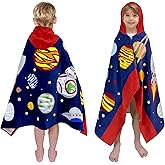 growell Kids Hooded Bath Towel-Soft Thick 100% Cotton Hooded Beach Towel for Kids 3-10 Years,Absorbent Fast-Drying Cute Toddler Bath & Swim Towel,for Boys & Girls 30"x50"(Space Navy)