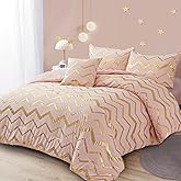 Menghomeus Pink Comforter Set Twin/Twin XL Size Metallic Blush and Rose Gold Bed Comforter 3 Piece Soft Microfiber Bedding for Teen Girls Women (1 Pillow Sham + 1 Decorative Pillow Sham)