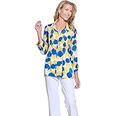 MULTIPLES Women's Cinched Tab Cuffed 3/4 Sleeve Multi-Tuck Button Front Shirt