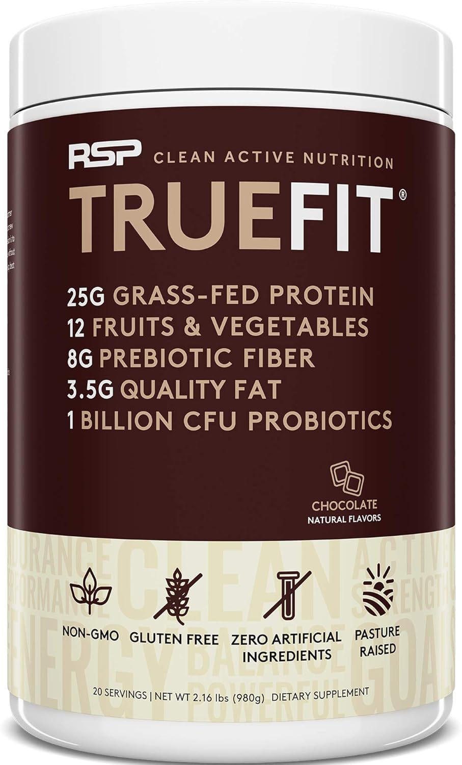 RSP TRUEFIT - Protein Powder Meal Replacement Shake for Weight Loss, Grass Fed Whey, Organic Real Food, Probiotics, MCT Oil, Non-GMO, Gluten Free, No Artificial Sweeteners, 2 LB Chocolate: Health & Personal Care
