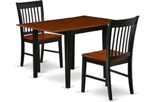East West Furniture NDNO3-BCH-W 3 Piece Dinette Set for Small Spaces Contains a Rectangle Dining Table with Dropleaf and 2 Dining Room Chairs, 30x48 Inch, Black & Cherry