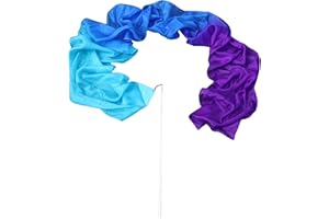 Winged Sirenny 1 Piece 98" Hand Painted Flowy Silk Ribbon Streamer with Rods, Church Liturgical Praise, Worship Adoration Dance Ribbon Banner