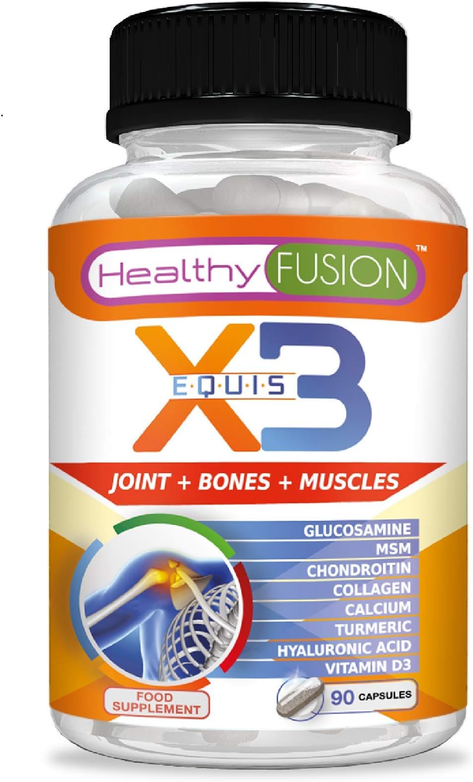 Turmeric and glucosamine with chondroitin + MSM + hydrolysed collagen + hyaluronic acid | Decrease joint and muscle pain | Powerful anti-inflammatory | Highly absorbable formula | 90 capsules