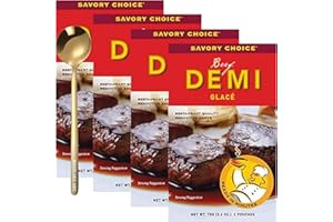 WESTLAKE ART Savory Choice Beef Demi Glace Concentrate, 2.6 Oz French Cuisine Flavor, Easy To Use Packets, Versatile Sauce Base, No Artificial Flavors, With Golden Ss Spoon, 4-Pack