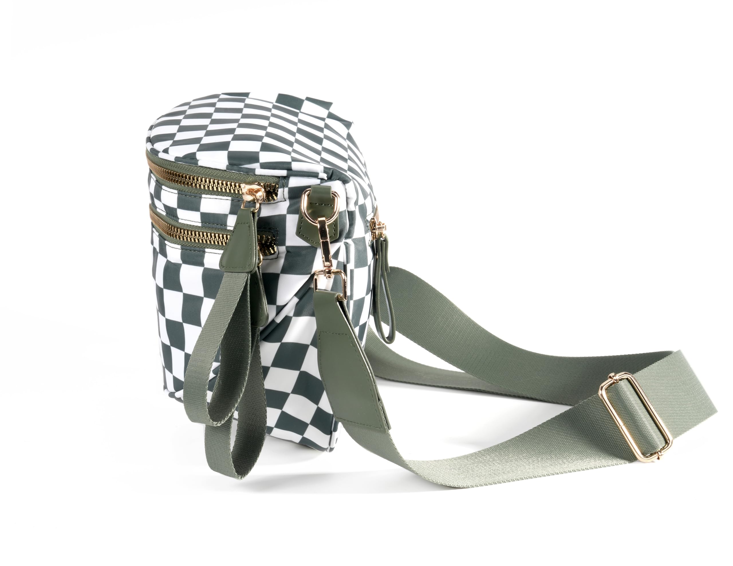 Spacious Checkered Nylon Crossbody Bag Bum Bag Checkered Handbags Wallets for Women