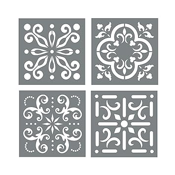 Mexican Tile Stencil Set Pack Of Four 4x4 Tile Amazon In
