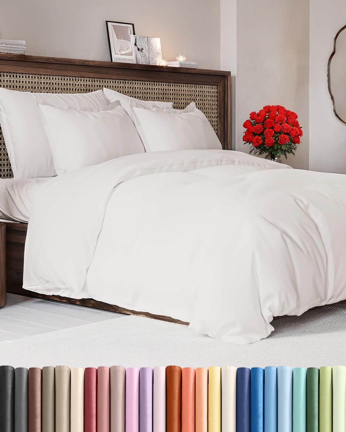 Photo 1 of Duvet Cover Cal King Size - Extra Soft Cal King Size Duvet Cover - Lightweight & Breathable & Fade Free with Zipper Closures and Ties - 104" x 98" Inches - (Antique White) Comforter Not Included