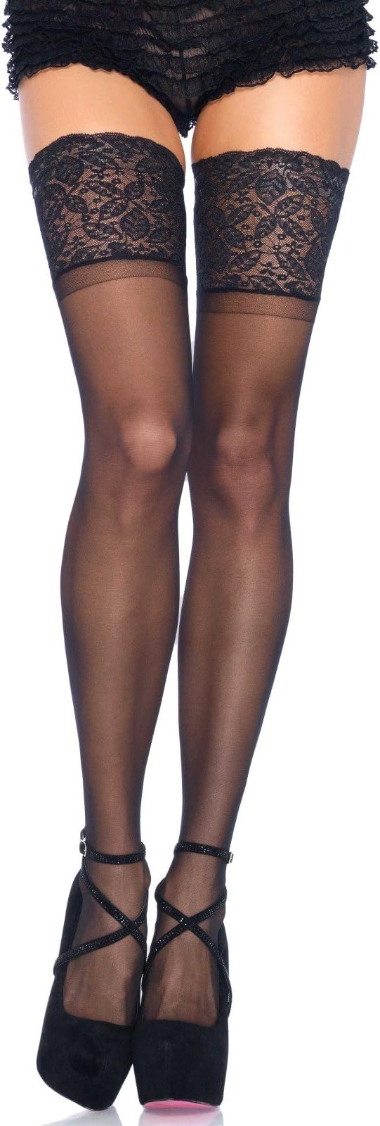 Leg Avenue Women's Plus Size Stay-Up Lace Band Top Thigh Highs
