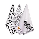 DII Cotton Decorative Pet Lover Dish Towel 18 x 28" Set of 3, Oversized Kitchen Dish Towels, Perfect Mother's day, Hostess, Housewarming Gift-Cat's Meow