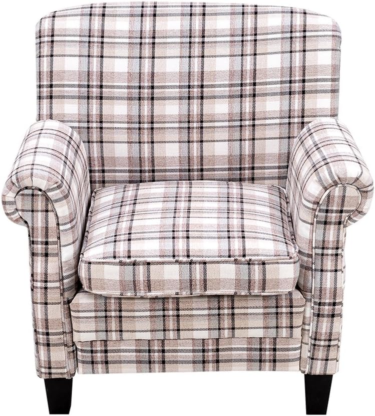 Country Stytle Armchair Tartan Fabric Accent Easy Chair Contemporary (Color 1)