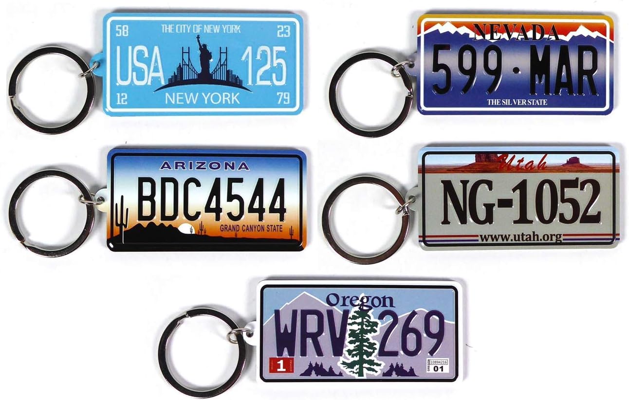 OPO 10 - Set of 5 LICENSE PLATES + 5 USA metal KEYCHAINS - replicas of real American plates (OLD1 + 5PC) - Image 3