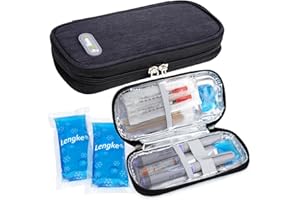 YOUSHARES Insulin Cooler Travel Case - Diabetic Case Insulated Organizer Portable Cooling Bag for Insulin Pen and Medication Diabetic Care Supplies with 2 TSA Approved Ice Pack (Black)