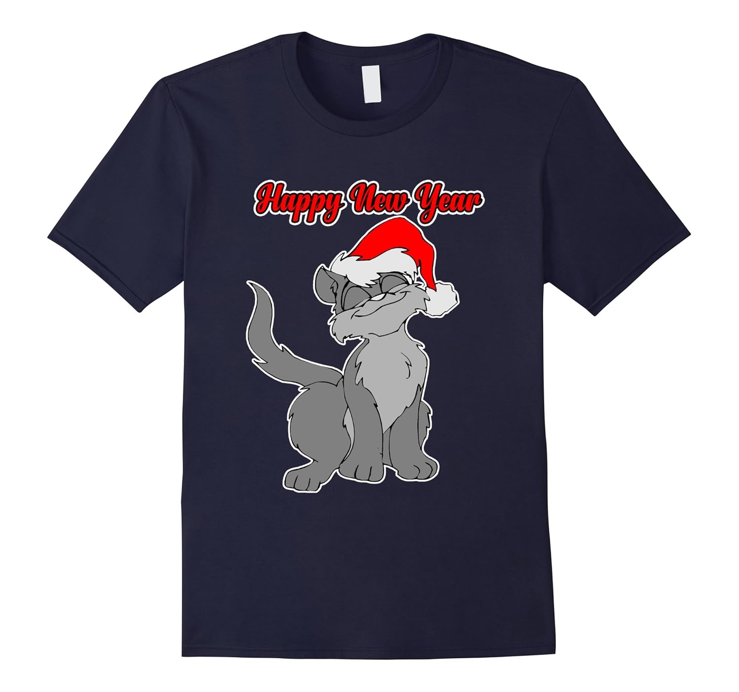 Happy New Year Nice Cat T-Shirt - Cute Funny Christmas Shirt-ANZ