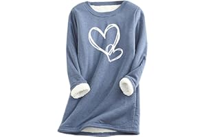YRAETENM Fleece Sweatshirts for Women Winter Warm Sherpa Lined Crewneck Pullover Loungewear Soft Comfy Long Sleeve Tunic Tops
