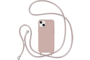ZTOFERA Crossbody Case for iPhone 13/iPhone 14 with Lanyard Strap Adjustable Rope Liquid Silicone Soft Cover for iPhone 13/iPhone 14 6.1 inch-Pink